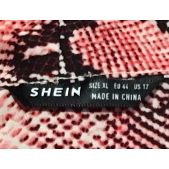 Shein Women’s Pink Snake Skin Print 2 Piece Short Sleeve Pajama Set Size XL 12 - Picture 3 of 6